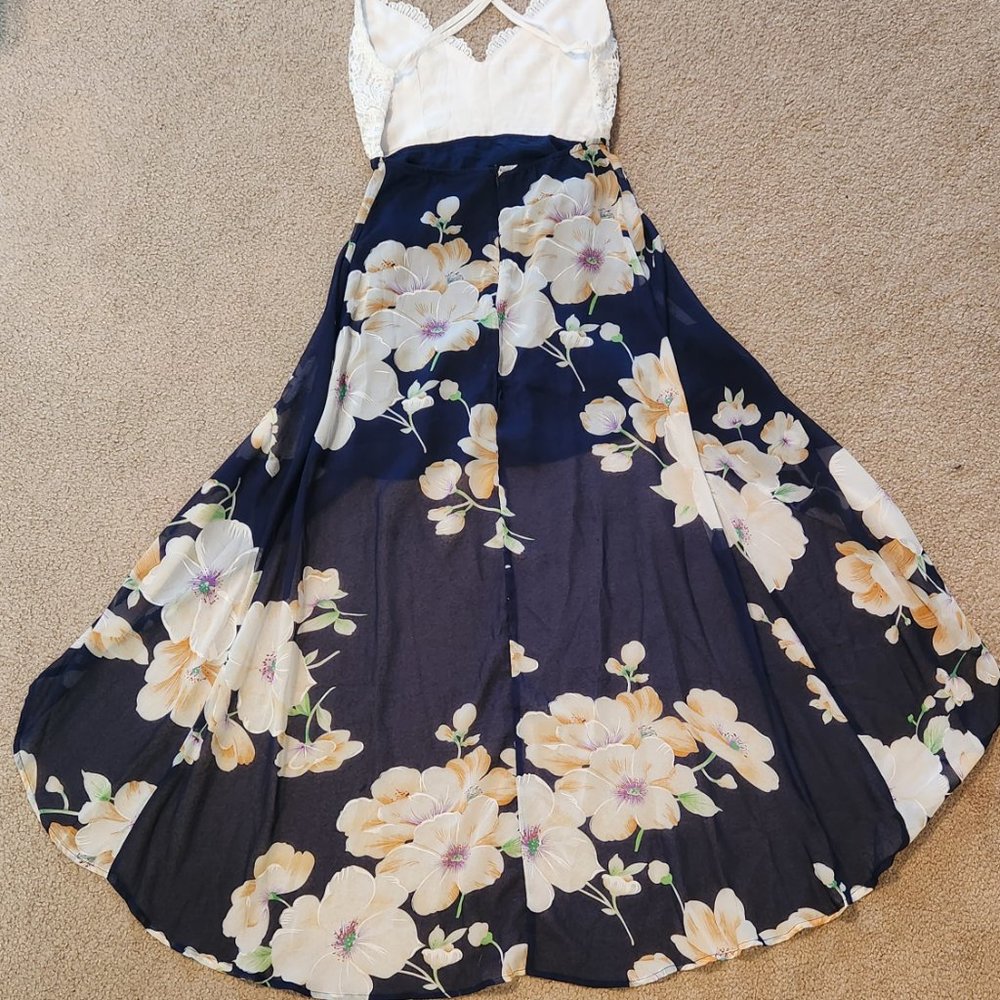 Woman's Chiffon Backless Floral Print Sundress XS - Picture 12 of 14